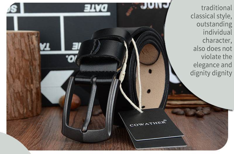 Dynamic buckle leather belt belt - Mubimart