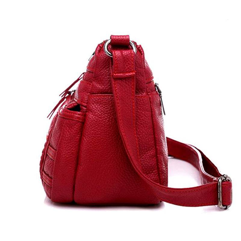 Fashion Women Soft Leather Shoulder Bag - Mubimart