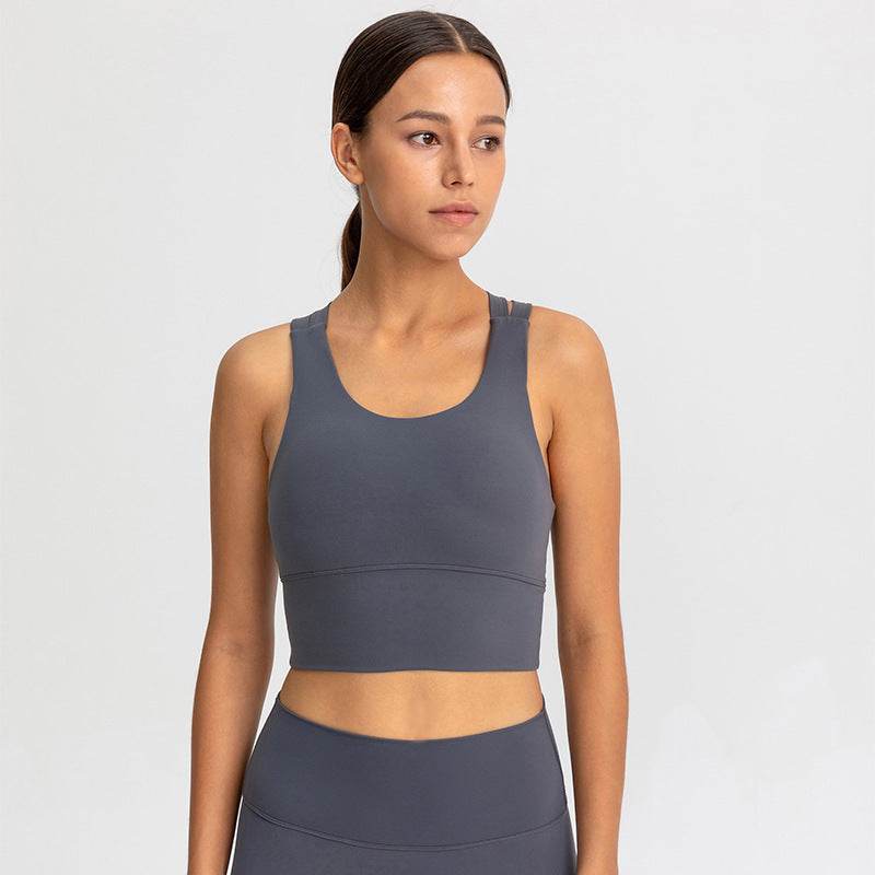 High Support Padded Gym Athletic Sports Bras Tops Women Naked Feel Yoga Fitness Workout Running Crop Bras - Mubimart
