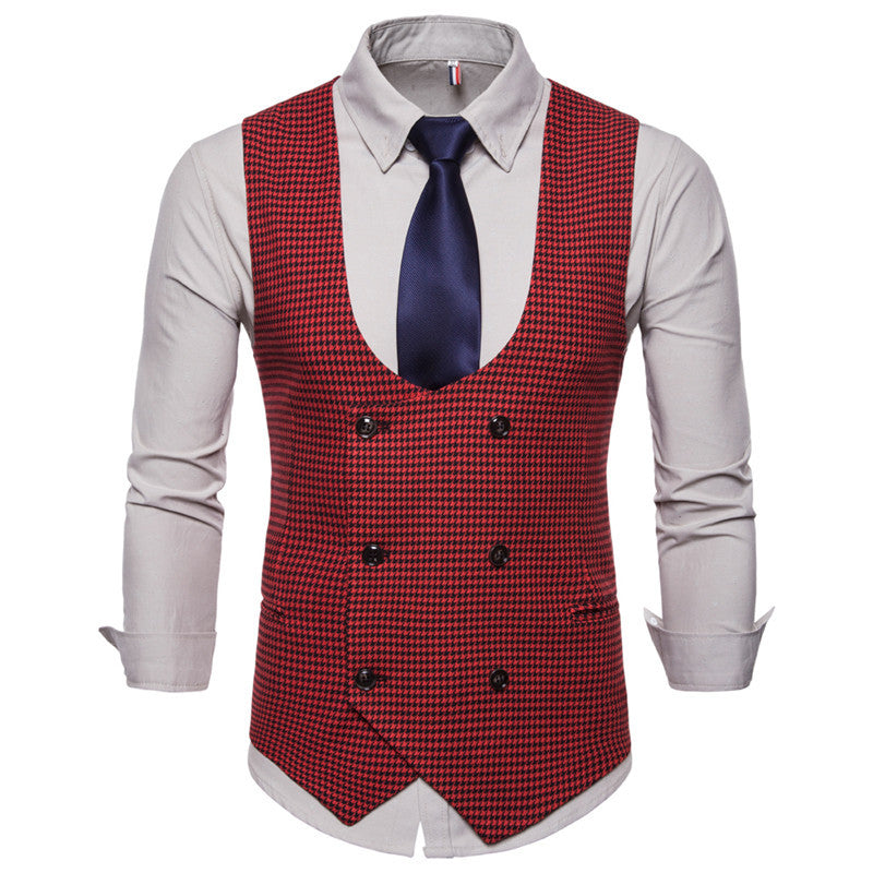 Houndstooth Men's Fashion Casual Vest Slim Suit Vest Hot Sale