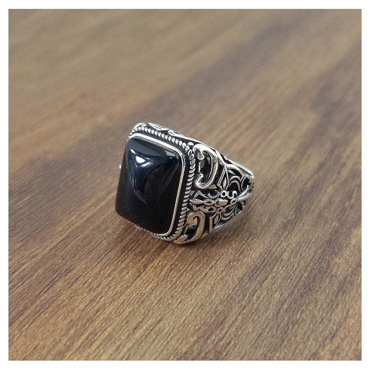 S925 sterling silver ring male ring - Mubimart
