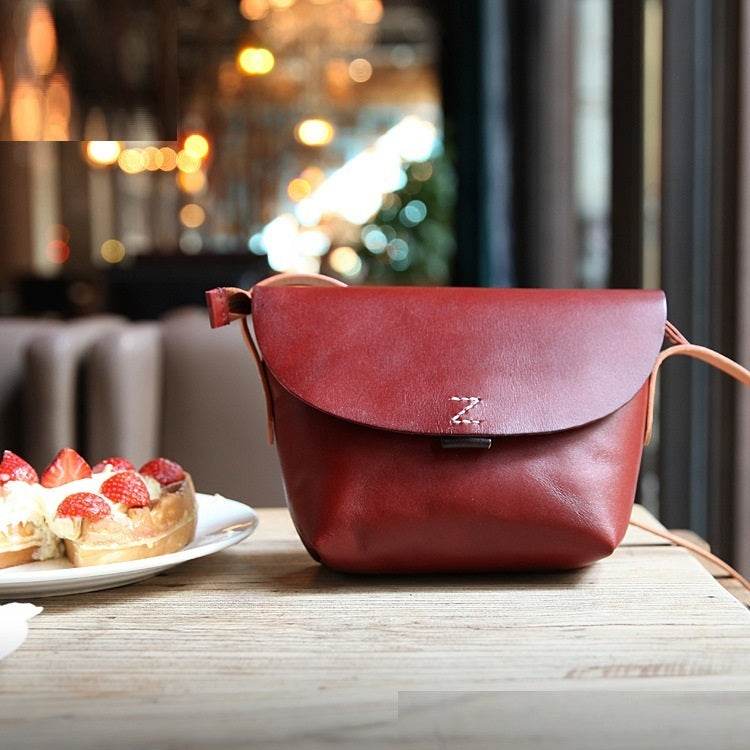 Handmade Retro Leather Messenger Bag For Women - Mubimart