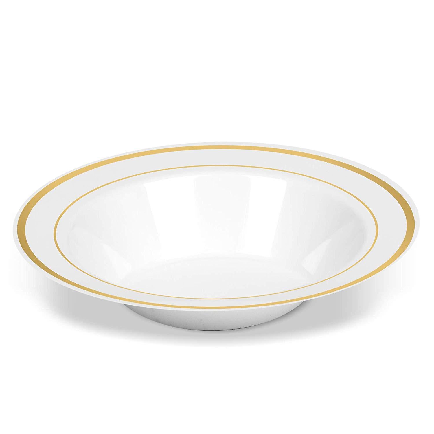 12OZ Disposable Bowl Gold Side Deep Dish Hard Plastic PS Salad Bowl - Mubimart -  