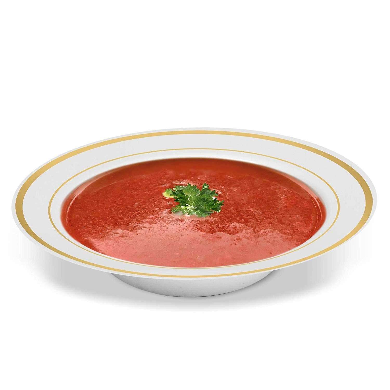 12OZ Disposable Bowl Gold Side Deep Dish Hard Plastic PS Salad Bowl - Mubimart