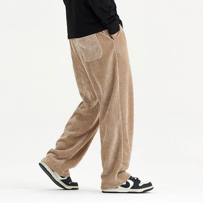 Corduroy Draped Knit Sweatpants For Men - Mubimart