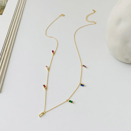 Sterling Silver Color Zircon Necklace Women