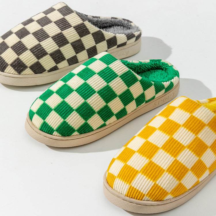 Gradient Slippers Plush Winter Shoes Women House Bedroom Slippers - Mubimart
