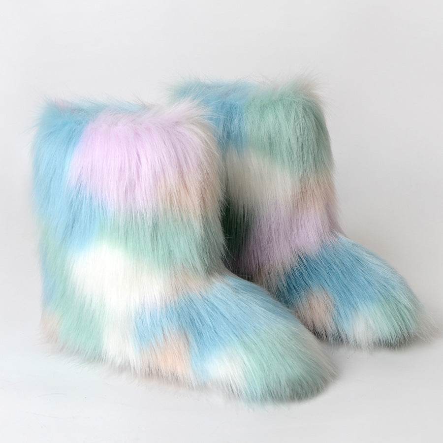 Women's Fashion Non-slip Mid-calf Length Thermal Snow Boots - Mubimart