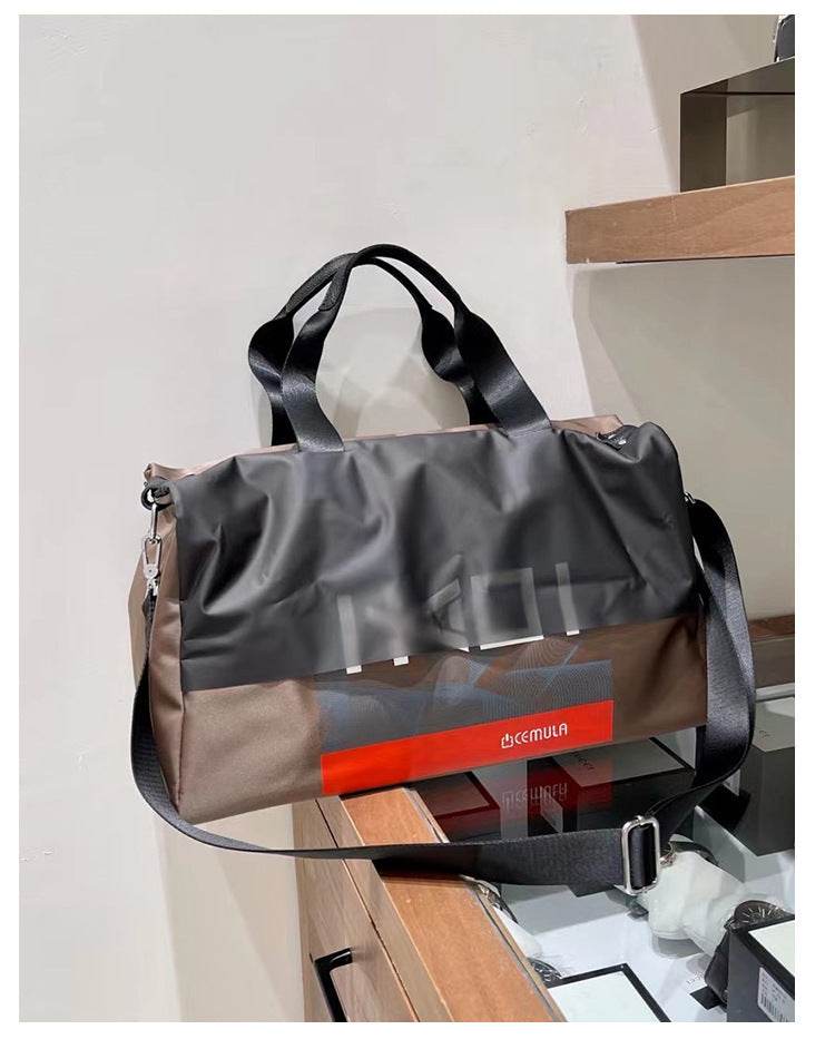 Large Capacity Waterproof Oxford Cloth With Leather Duffel Bag - Mubimart