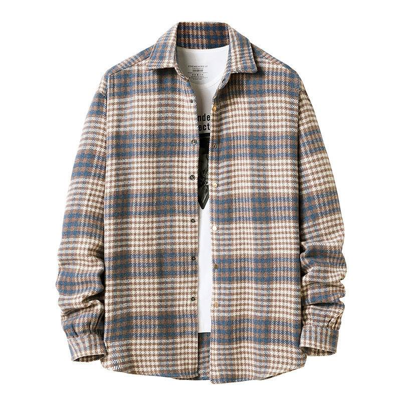 Flannel Thick Plaid Shirt Men's Style Jacket Lining - Mubimart