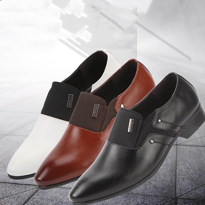 Mens Fashion Casual Pointed Toe Leather Shoes - Mubimart