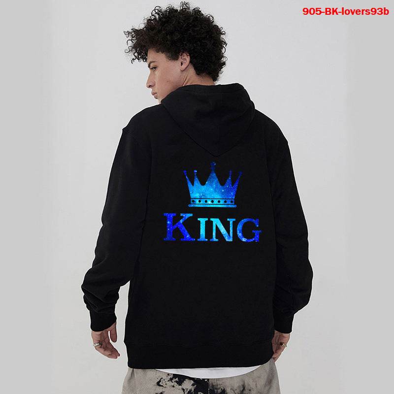 Women Hoodies King Queen Printed Sweatshirt Lovers - Mubimart