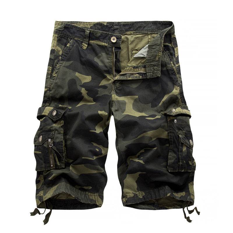 Camo Printed Knee Length Cargo Shorts - Mubimart