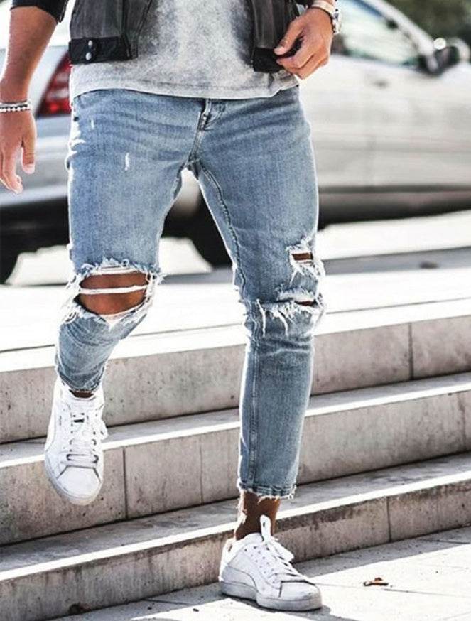 New Ripped Skinny Jeans mens Streetwear - Mubimart