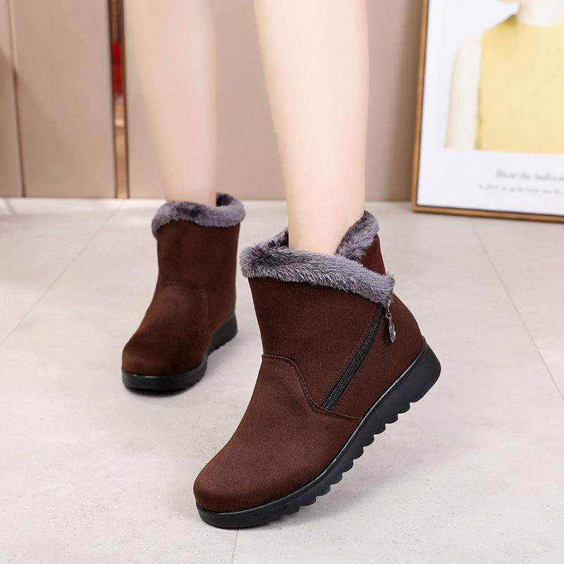 Add warm velvet ankle boots - Mubimart