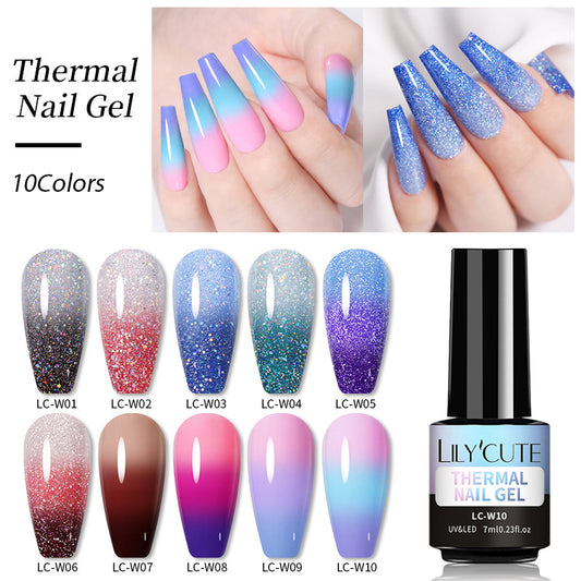 Temperature Change Glitter UV Polish Three-section Color Change
