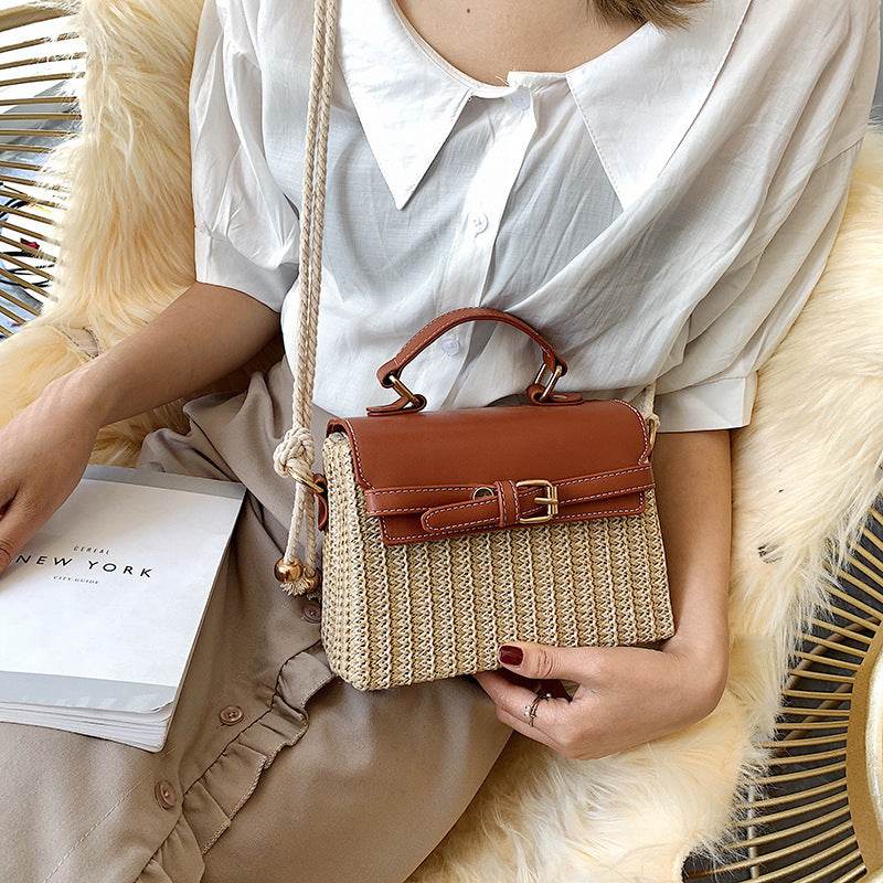 Fashion style shoulder bag women straw woven bag - Mubimart