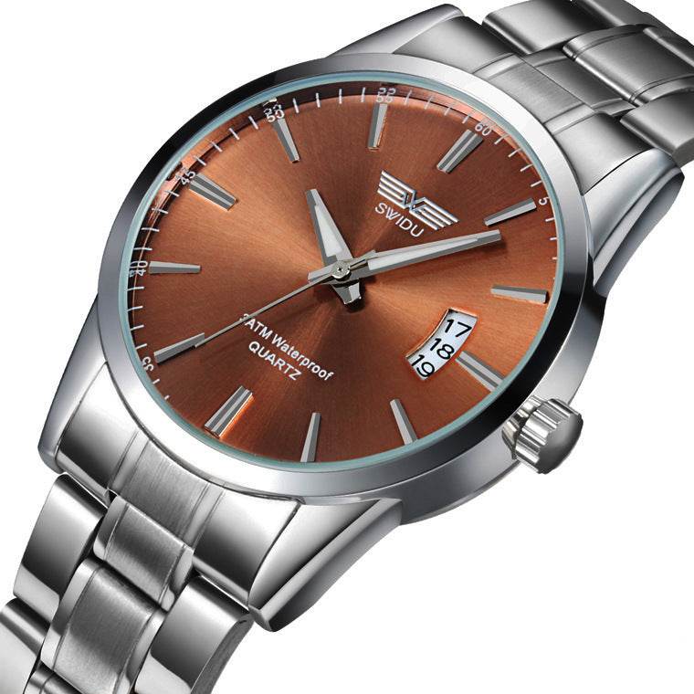 Mens Business Stainless Steel Band Date Luxury Analog Quartz Wrist Watch Stainless Steel Buckle Watches Men's Watches - Mubimart