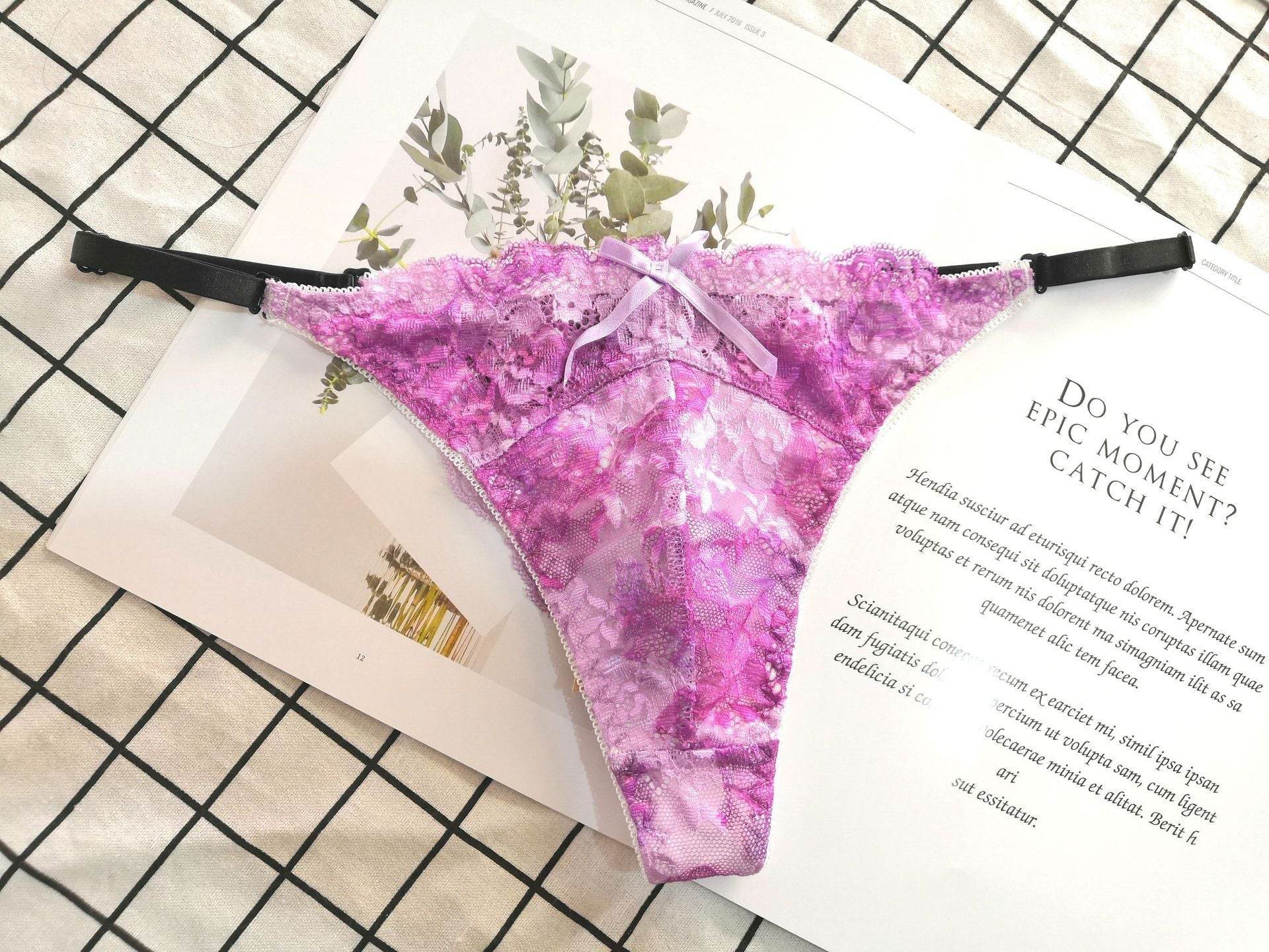 Thong embroidered lace on waist - Mubimart