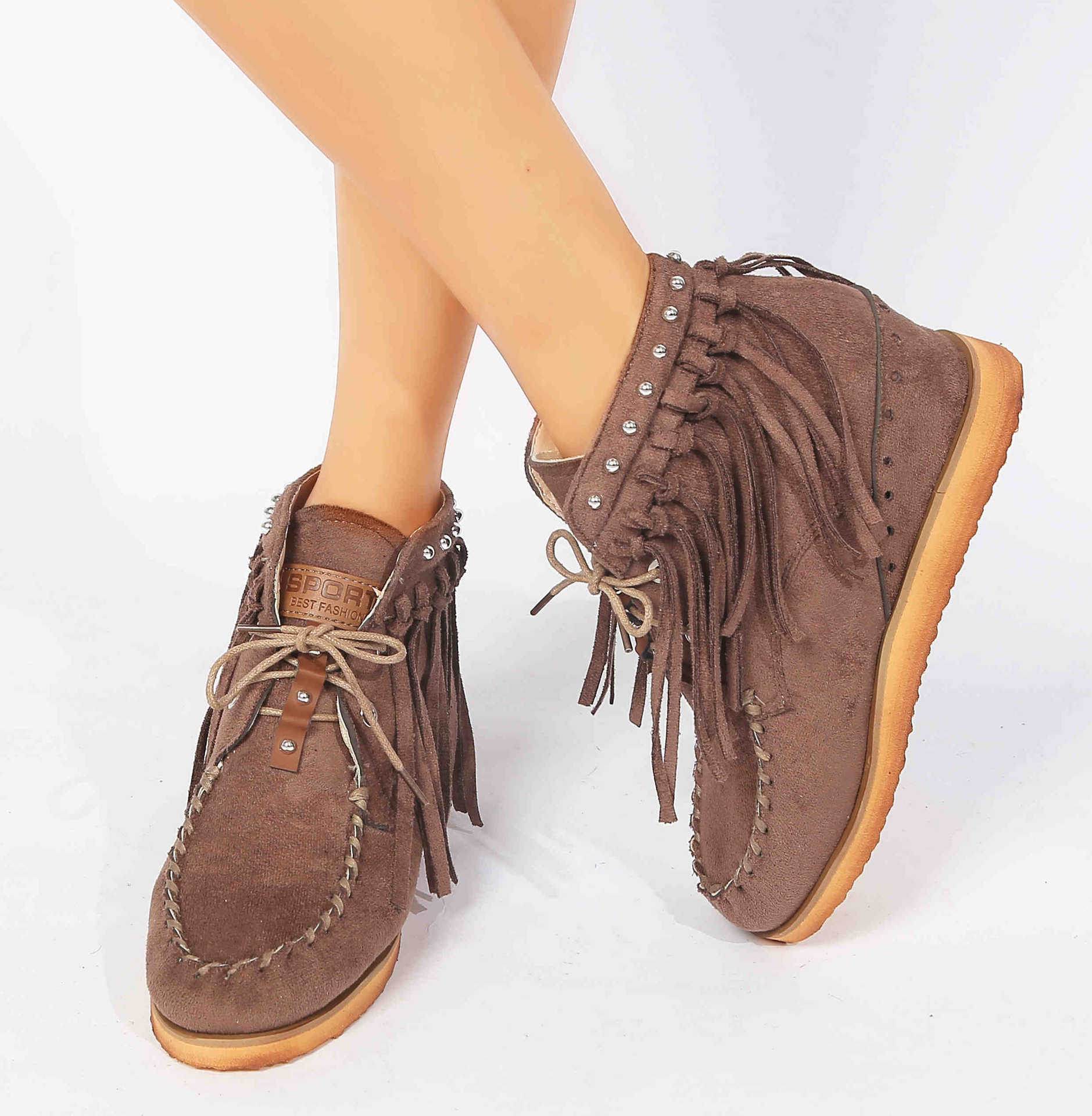 Vintage rivet tassel booties - Mubimart