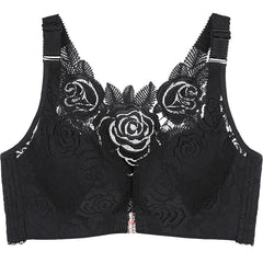 Front Buckle Rose Back Plus Size Bra - Mubimart -  