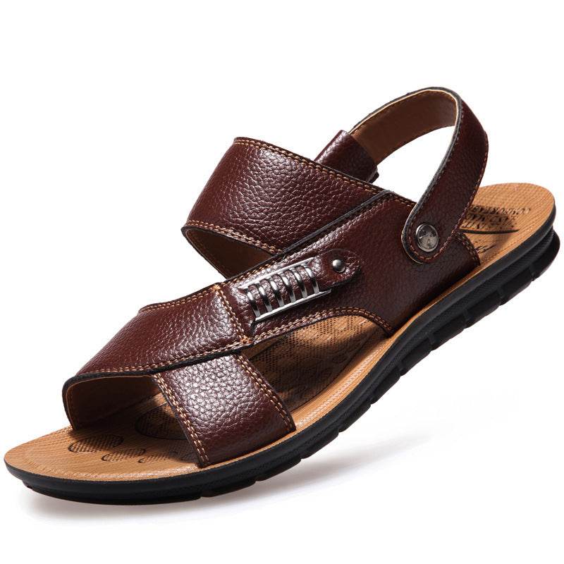 Men's sandals leather beach shoes - Mubimart