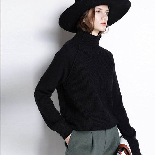 Turtleneck Cardigan Women's Loose Sweater Lazy Style Large Size Sweater - Mubimart