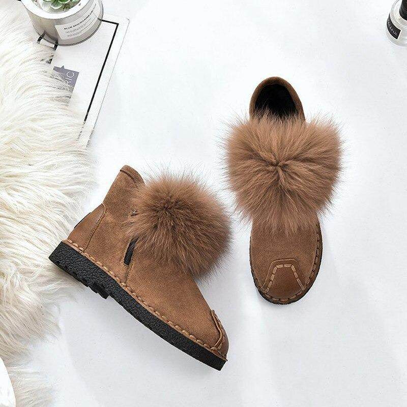 Flat and fleece ankle boots - Mubimart