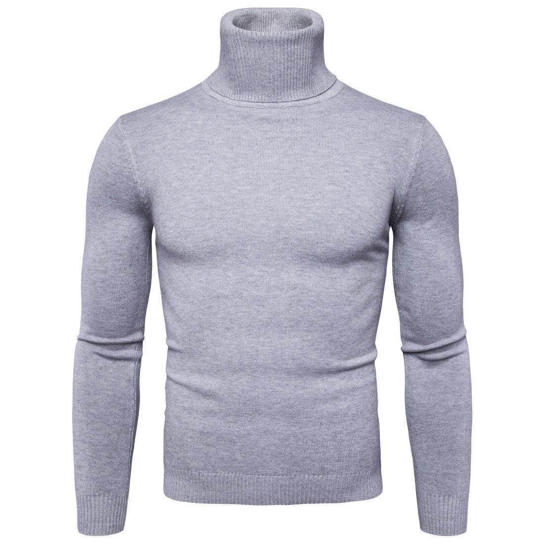 Winter Warm Basic Thermal Turtleneck Sweater Mens Solid Color Slim Fit Clothes Pullover Top - Mubimart