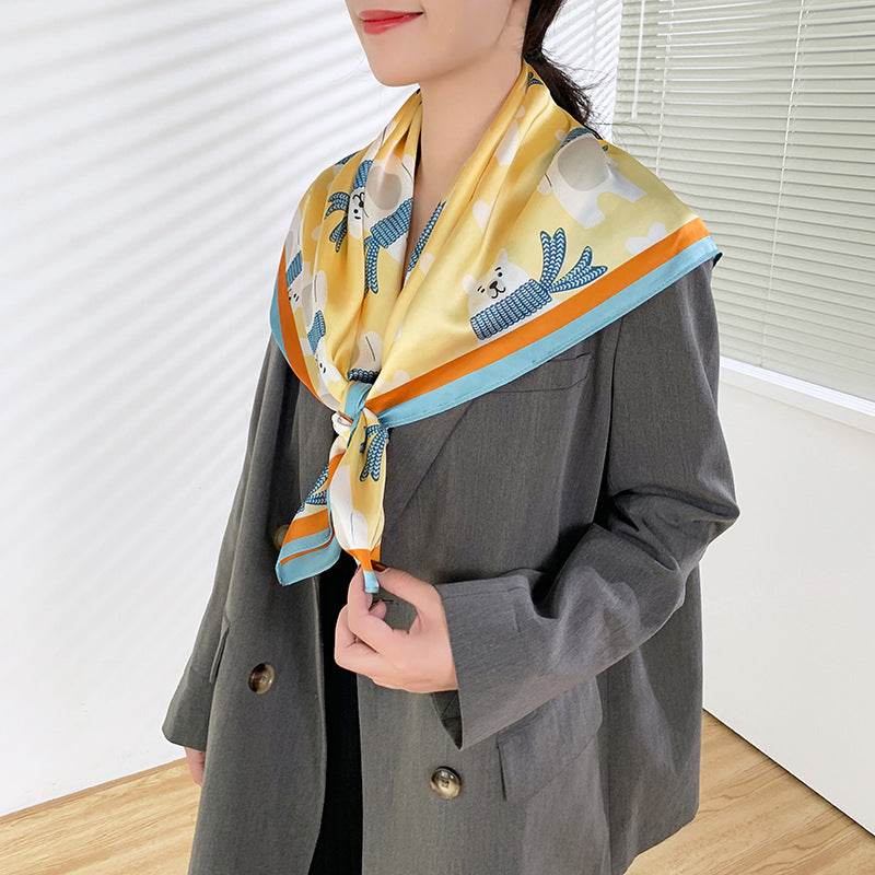 Fashion Silk Scarves Female Printing Hijab - Mubimart
