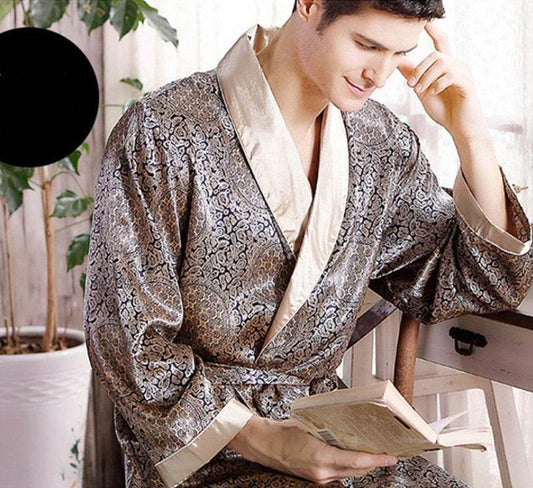 Men's silk nightgown summer - Mubimart