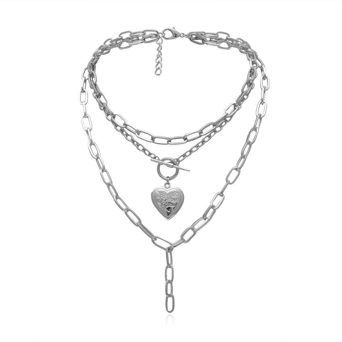 Creative Geometric Thick Chain Tassel Necklace Women - Mubimart
