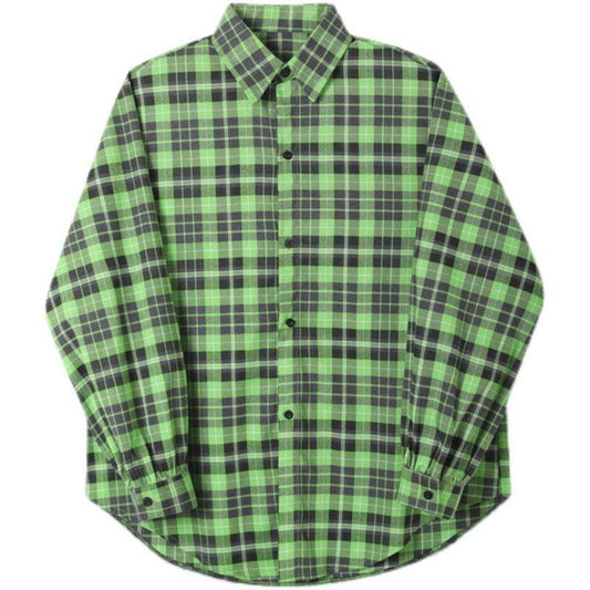 Shirt Plaid Men's Casual Resort Style Loose Shirt Jacket - Mubimart