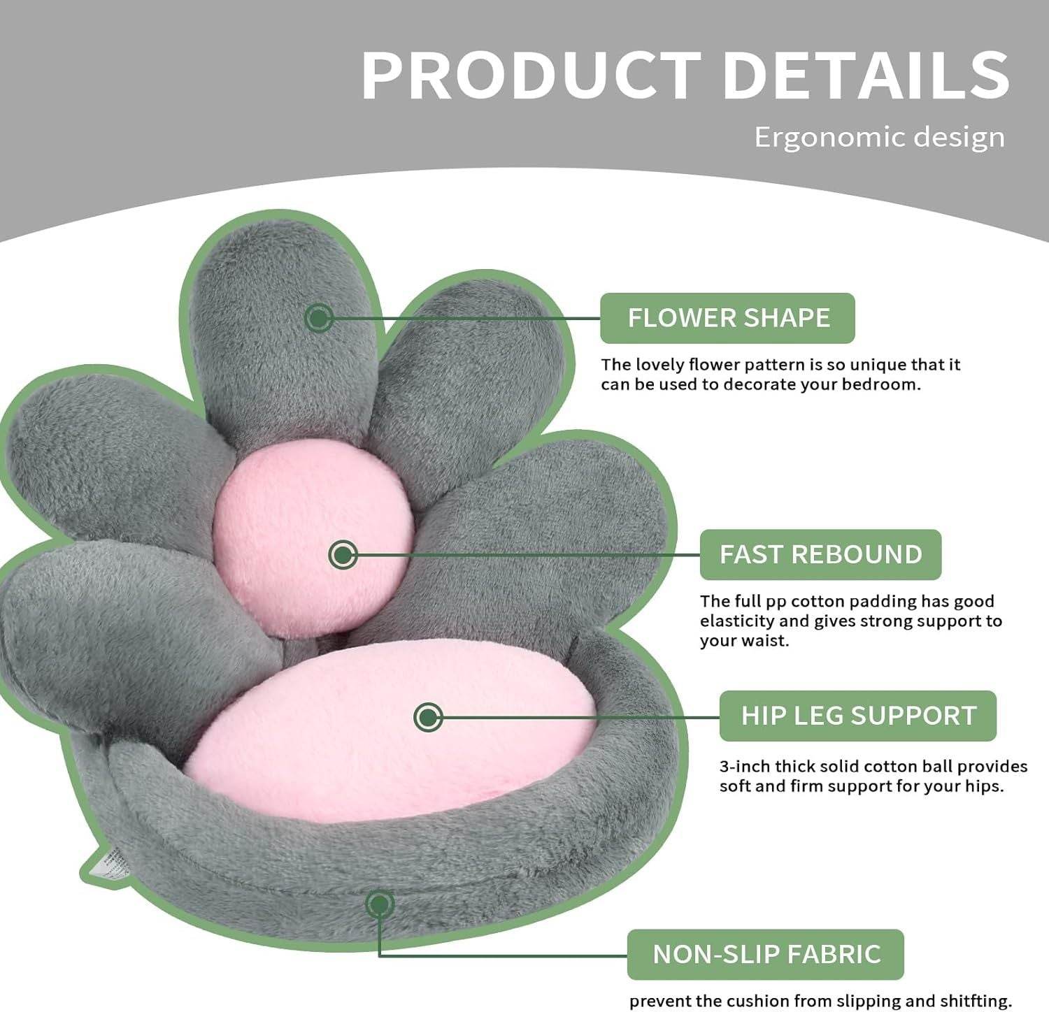 Round Nesting Cat Scratching Board Pet Nest Mat Flower Shape Seat Cushion Comfy Kawaii Gaming Chair Cushions 19 Inch Lazy Sofa Office Floor Pillow Cute Stuff For Gamer Bedroom Decor Grey - Mubimart