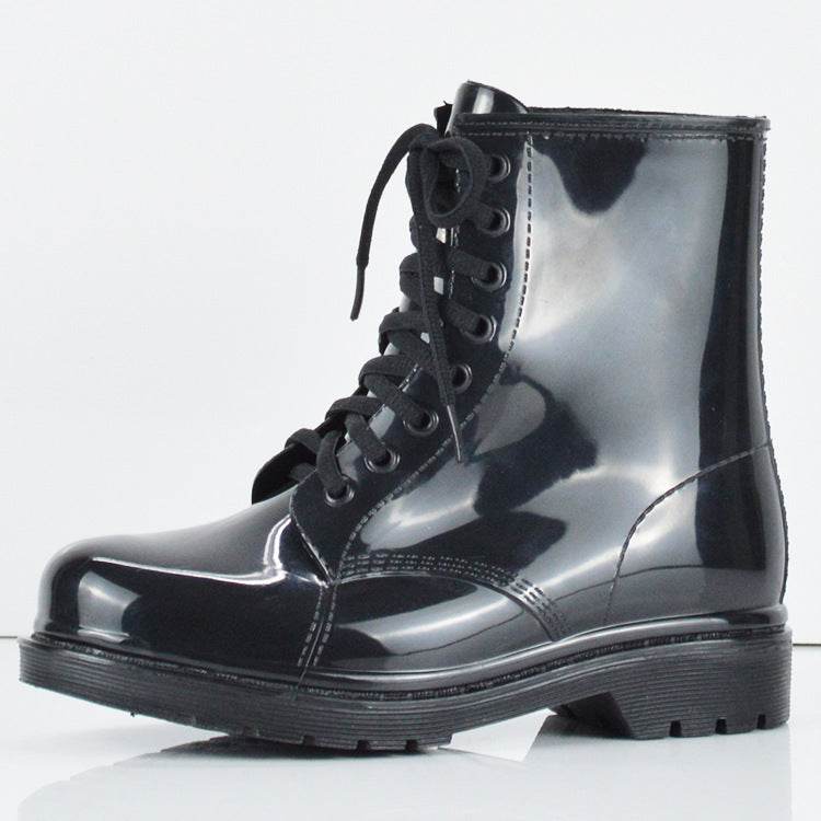 Ladies flat rain boots Martin rain boots water shoes - Mubimart