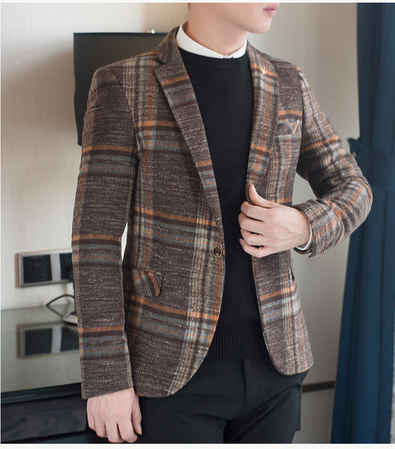 Heren Blazer Slim Fit Ontwerpen Heren Plaid Blazer