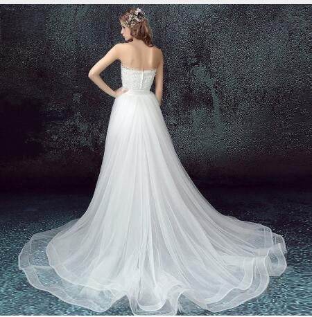 Sexy Detachable Skirt Mermaid Tulle Lace Appliques Short Wedding Dress New Wedding Dresses - Mubimart