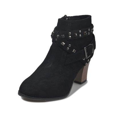 Studded High Heel Booties - Mubimart