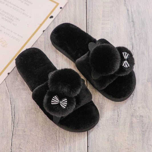 Flip Flops Cartoon Plush Slippers Home Cotton Slippers Women - Mubimart