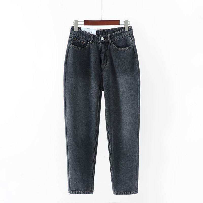 Thin straight leg jeans women trousers old pants - Mubimart