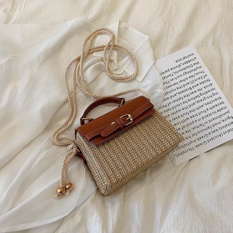 Fashion style shoulder bag women straw woven bag - Mubimart