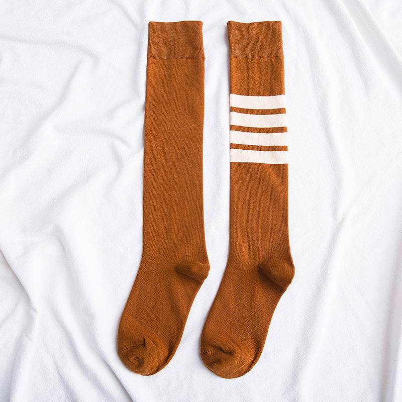 Four bars long tube knee socks - Mubimart