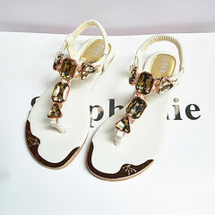 Sandalen Dames Nieuwe Zomer Sandalen Dames Schoenen Casual Elastische Band Crystal Platte Sandalen Licht Slijtvast Antislip Dames Sandalen