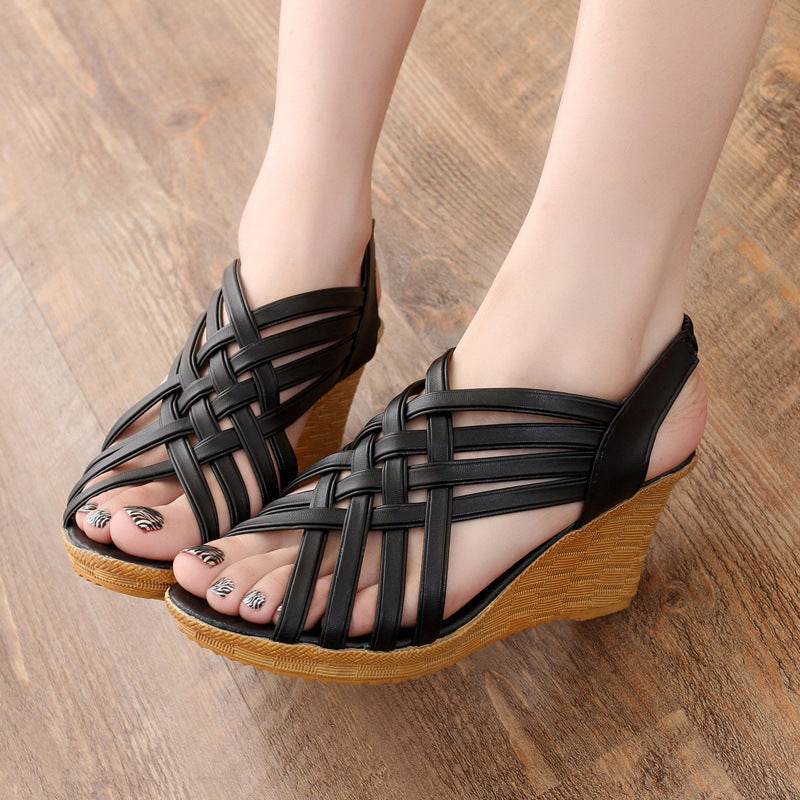 Fishbill Wedge Sandals - Mubimart