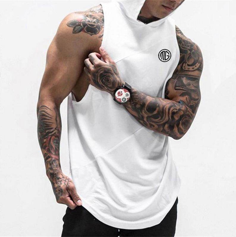 Hooded Mens Bodybuilding Tank - Mubimart