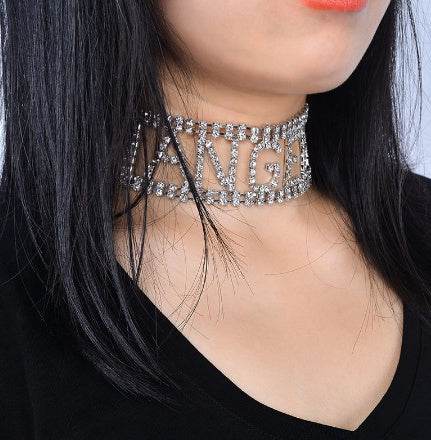 Angel Rhinestone Choker - Mubimart