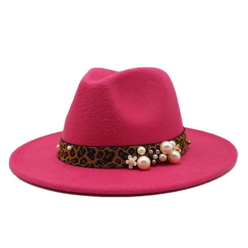 Winter wool Fedoras For Women Wide Brim Felt Hat - Mubimart