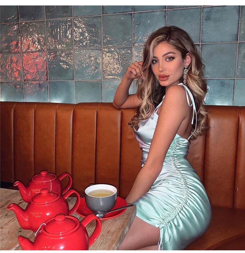 Sexy dress with satin camisole - Mubimart