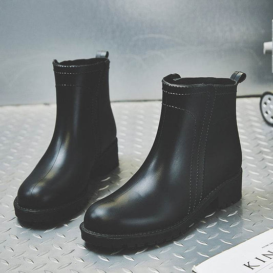 Women's Short Tube Rain Boots Wear Anti Slip Low Top Rain Boots - Mubimart