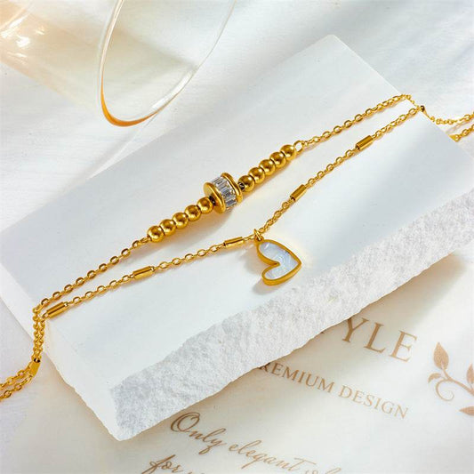Fashion Jewelry Boho Classic Love Heart Ankle Chain Double Layer Chain Bracelet Anklet Charm Tassel Leg Chain On Foot Chain Women Party Jewelry Accessories - Mubimart